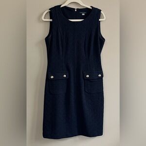 Tommy Hilfiger navy basket weave sleeveless midi dress size 10